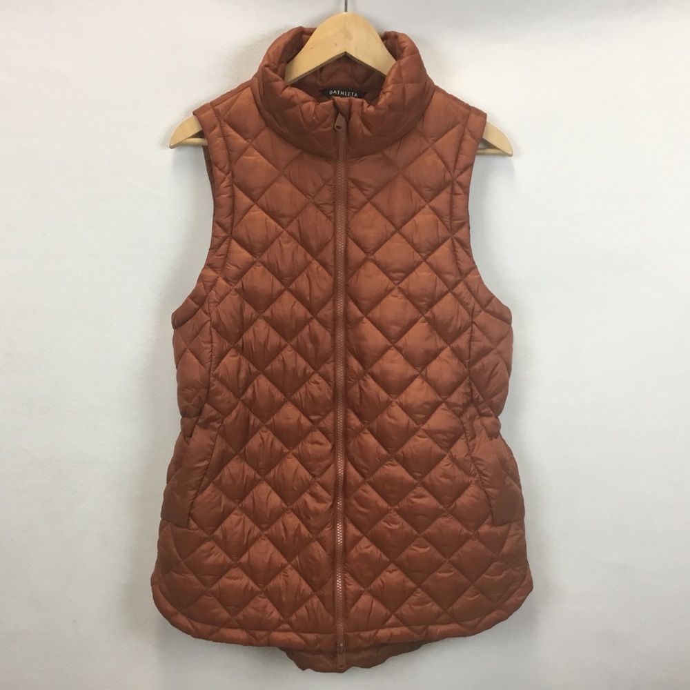 Athleta Whisper Featherless Quilted Vest Sequoia Brown Burnt Orange